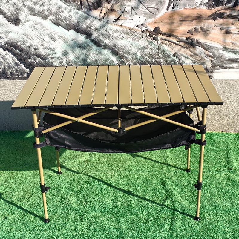 Portable Folding Egg Roll Camping Table with Adjustable Height and Chairs for Picnic, Barbecue, and Outdoor Use