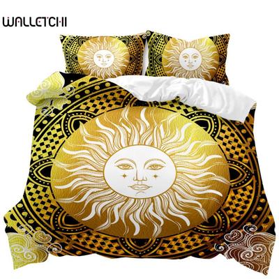 Parure de lit bohème Golden Sun Twin Style bohème pour adolescents et adultes Double Queen King Size Housse de couette en polyester