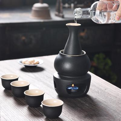 Ceramic Sake Set Cups with Warmer, Traditional Warming Bowl, 4 Creative, Drink