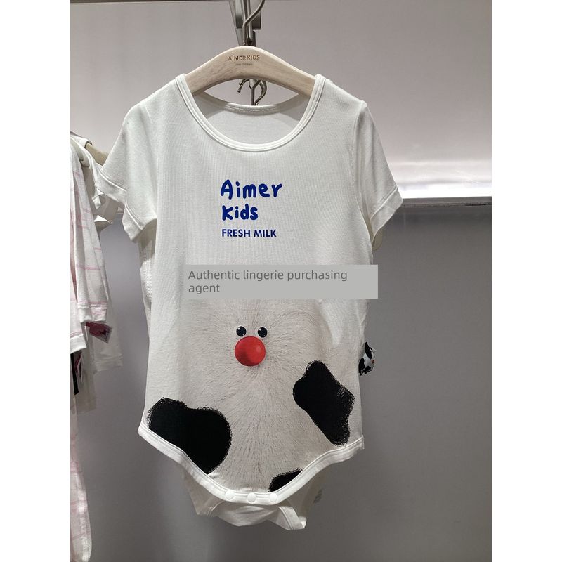 Ab345G851/2 Aimer Kids 25 Milk Skin Monster Baby Short Sleeve Legless Romper Ab145/245G852 Ab345G852 Red Nose Milk Skin Ih0 100 cm