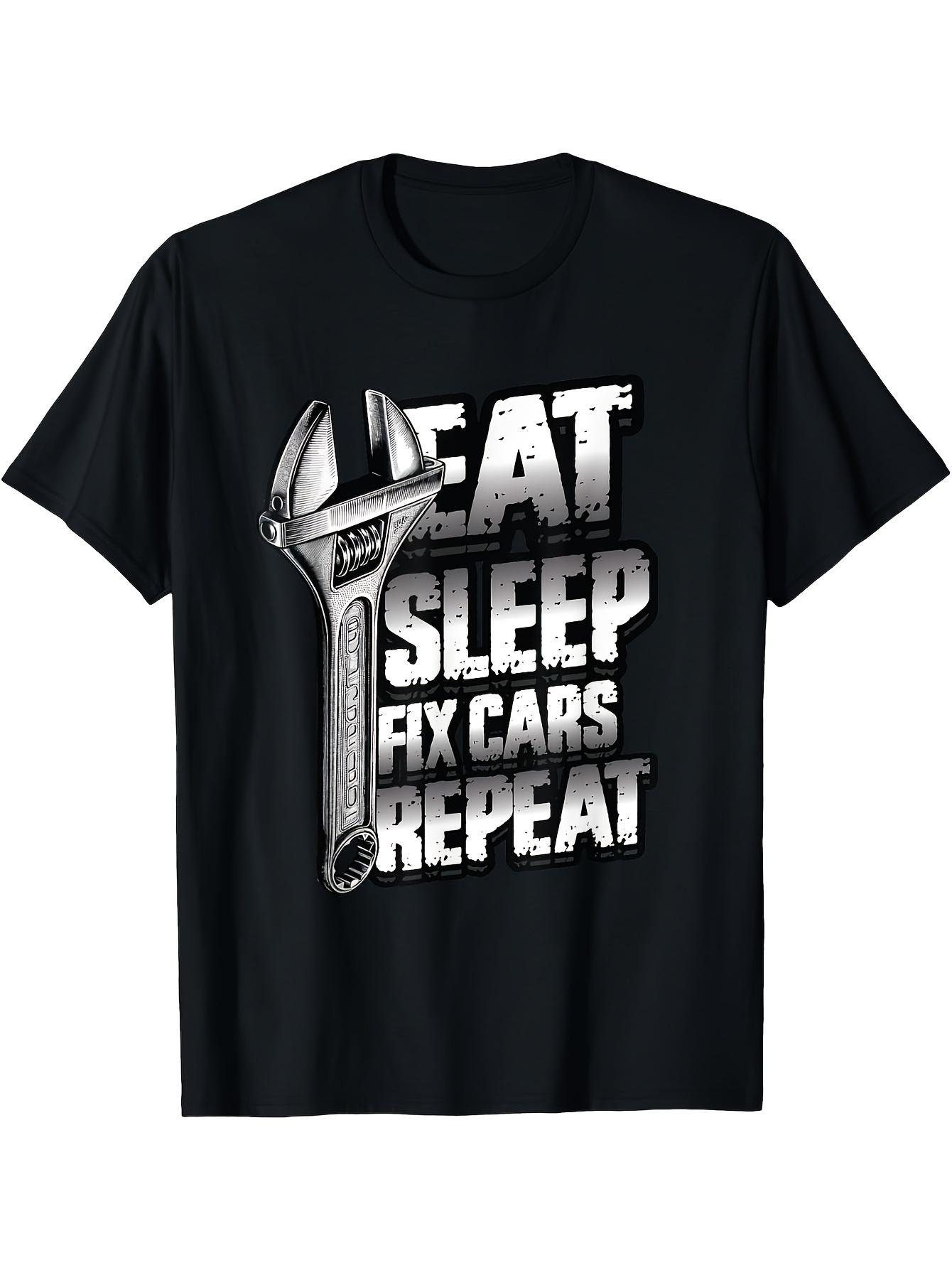 

Long Sleeve T-Shirt y2k Eat Sleep Fix Cars Black/White S
