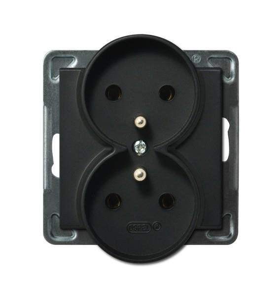 Double Socket with Grounding, Matte Black SONATA GP-2RRZ//33