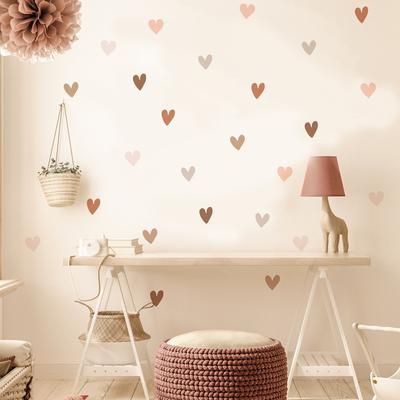 36 szt. Boho Hearts Naklejki ścienne Pastelowe naklejki ścienne Dekoracja pokoju dla dziewczynek Dekoracje sypialni dziecięcej