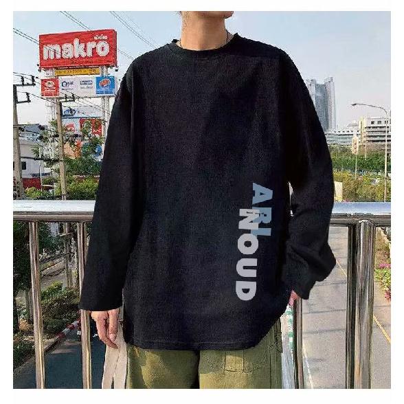2024 Men's Long-Sleeved T-shirt Autumn Undershirt Long Sleeve Cotton Autumn Hong Kong Style Printing Loose Trendy Top