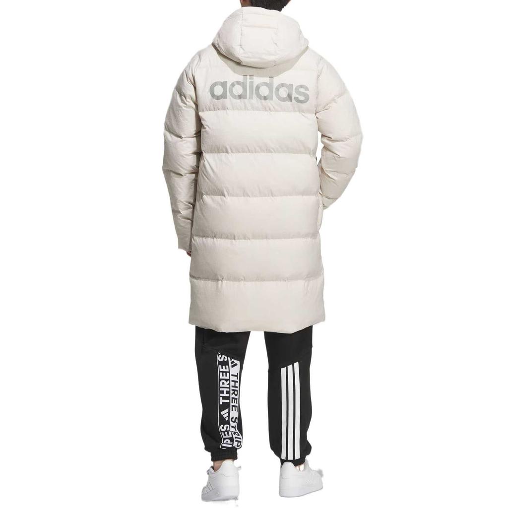 adidas Linear Mid Length Down Jacket Solid Color Hooded Simple Down Coat Unisex Jackets KR0935