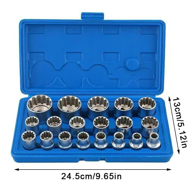 19Pcs Bit Kits 8-32Mm Multi-Tooth Nuts Torx Vehicle Repair Tool Kits Multifunctional Auto Repair Tools Hand Tools
