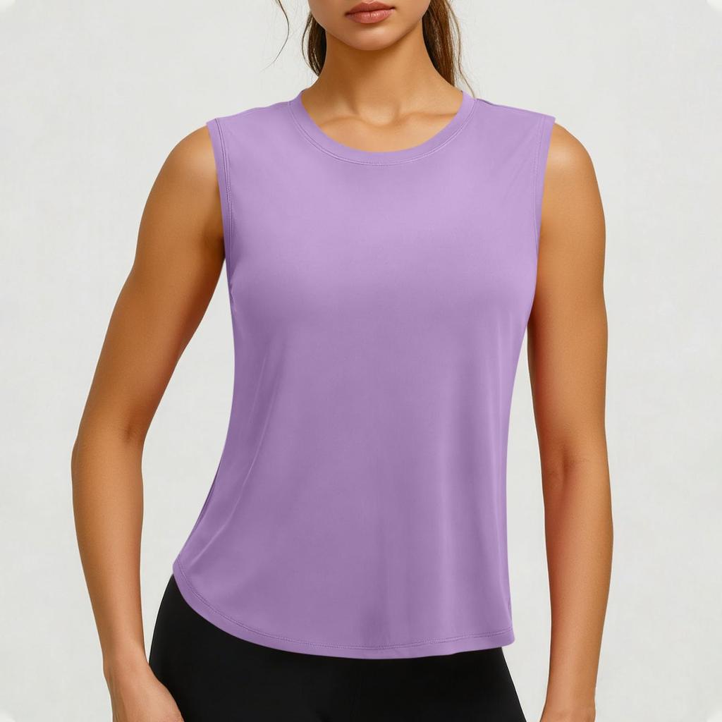 Ärmelloses Damen-Tanktop mit Rundhalsausschnitt, lockere Passform, leichter Pullover-Bluse für den Alltag und aktive Kleidung