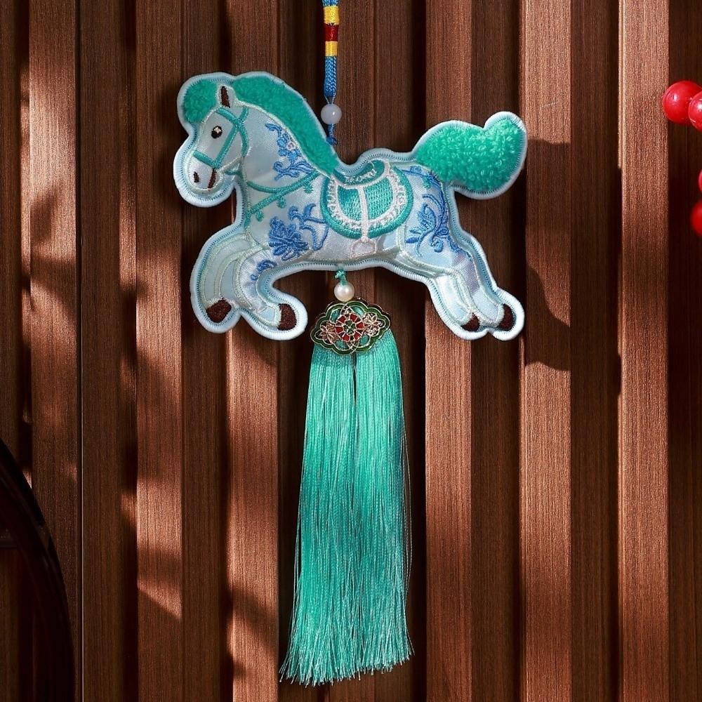with Tassel Spring Festival Bell Pendant Embroidered Horse Wind Chimes Decoration  Zodiac Year Gift