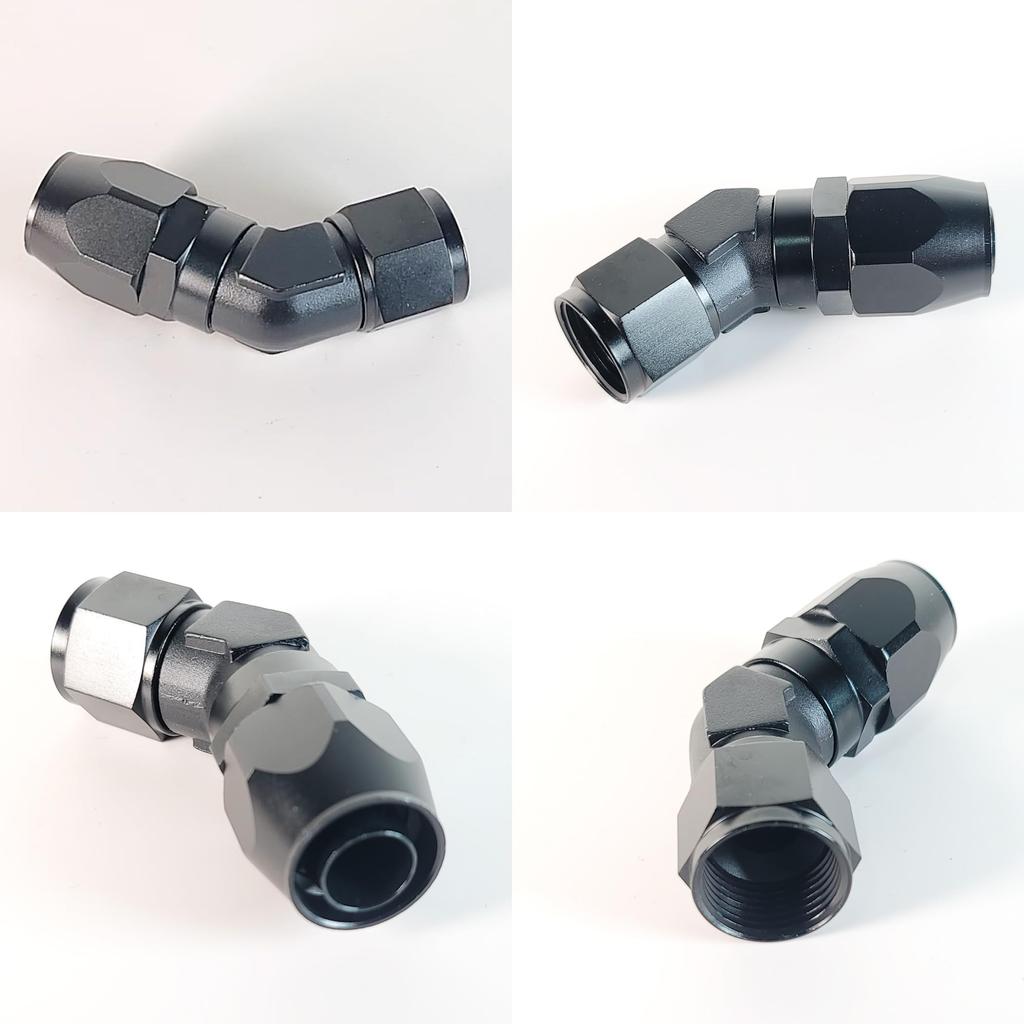 Cooler Hose End Adapter, 45°, Set of 2, Aluminum Fittings, AN4, AN6, AN8,