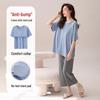 Women's Modal Pajama Set: Chest-Padded Short Sleeve Top with Loose 7/10 Pants for a Cool Summer Sleep
