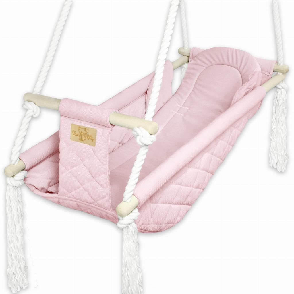 Cradle - bouncer - baby swing - for home and garden VELVET - PINK