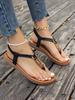 Fashion Flat Sandals Female National Style 2 Spring New Internet Celebrity Fashion Toe Beads Roman Beach Shoes