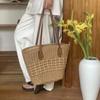 1pcs Hollow Woven Women's Shoulder Bag Commuter Handbag Beach Vacation Handbag Reusable Shopping Grocery Bag