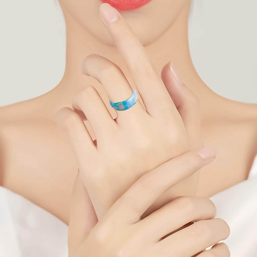 Blue Cloud Acrylic Ring Colorful Thick Ring With Girls Ladies Beach Jewelry 
