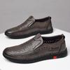 Men's hollow leather shoes Men's summer soft-soled soft leather breathable shoes Driving sandals One pedal hole shoes