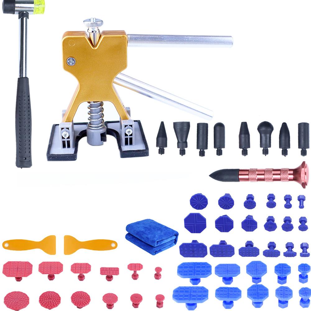 

75/54 PCS Dent Repair Kit, Auto Car Body Paintless Dent Removal Tool Kit, Golden Lifter, Slide Hammer Tools, for Automobile Body 54PCS