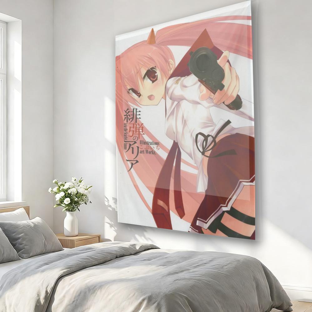 Anime Aria H Kanzaki Tapestry Pink Twin‑tails Girl Wall Hanging Cloth Poster Home Decor Background For Bedroom Dorm Living Room