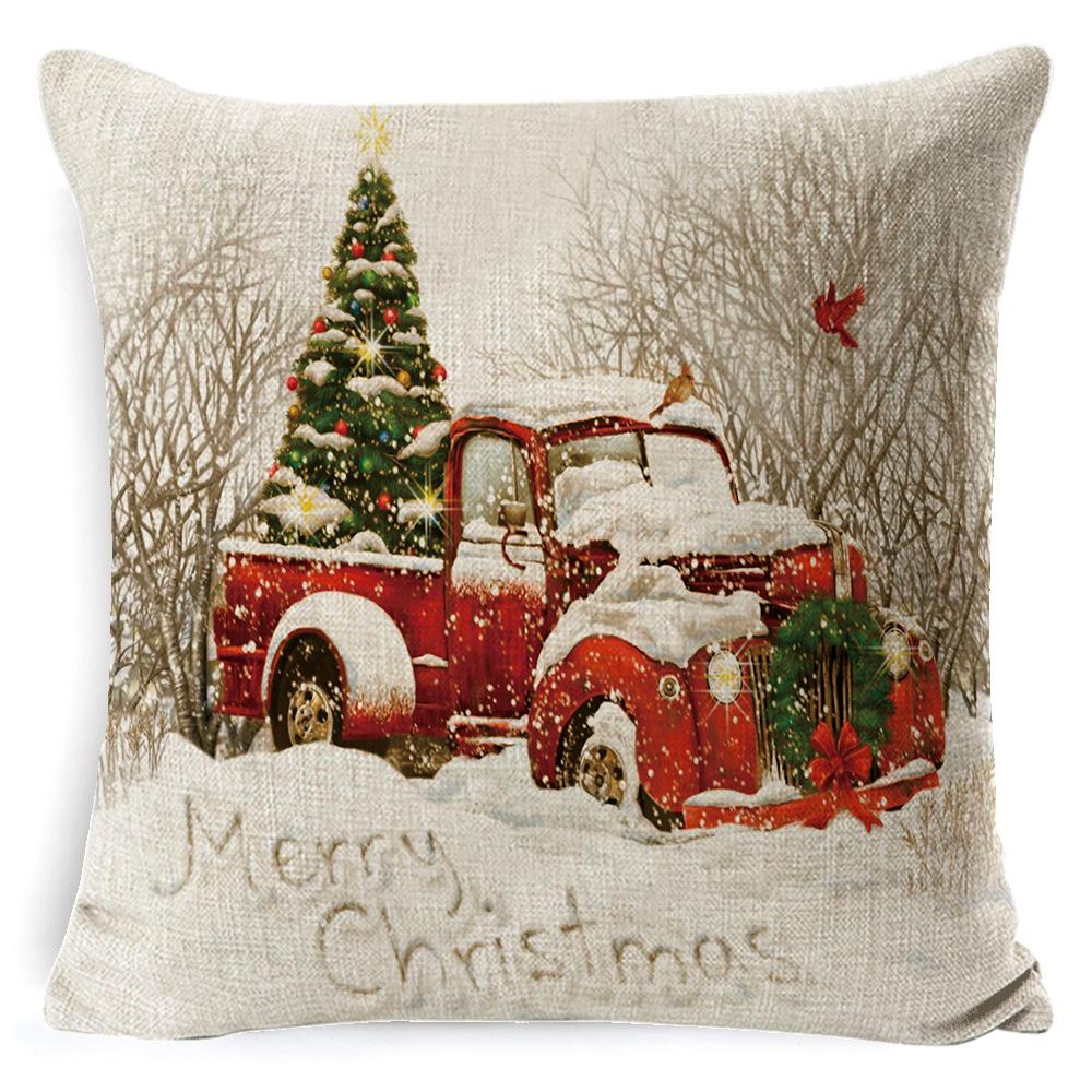 Christmas Linen Pillow Case Home Nap Lumbar Cushion Pillow Sofa Bedside Cushion Pillow Case