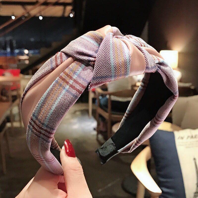 Korean Knot Headband: PU Leather Twill Hair Accessory for Face Wash