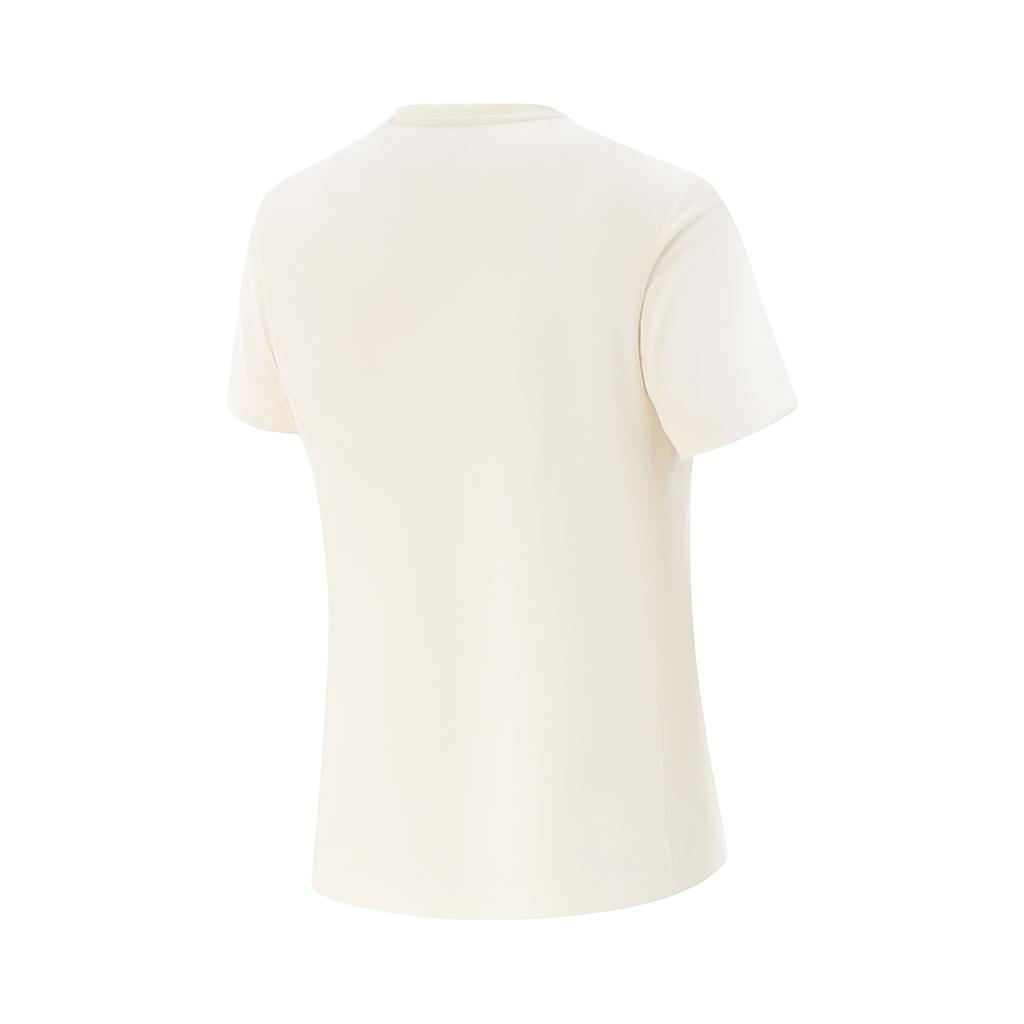 Li-Ning Comfortable Simple Moisture-Wicking Round Neck Short Sleeve T-Shirt Women Tops Mother-Of-Pearl-White ATSV410-4
