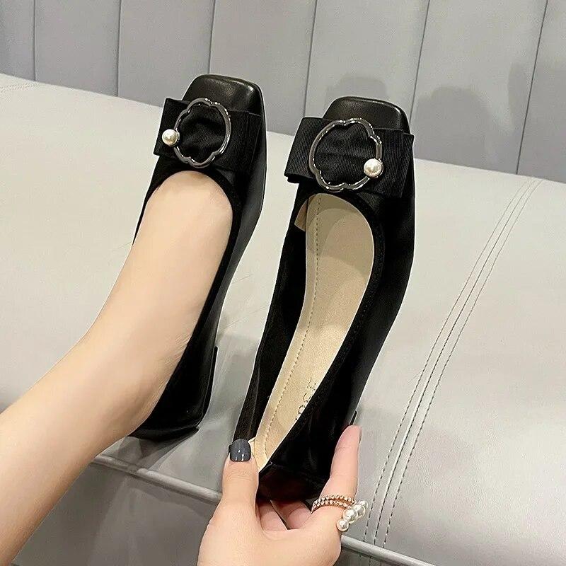 Весенне-Летняя Обувь Женская Лоферы Офисная Элегантная Мягкая Плоская Обувь Большого Размера 42 Черный Желтый 35 чёрный 1990₽