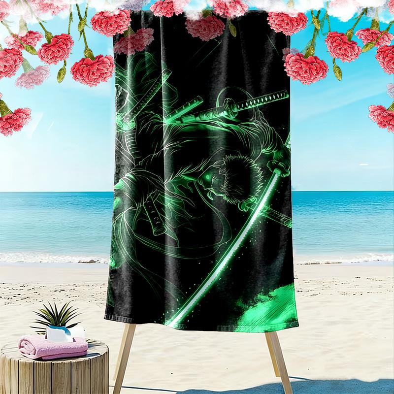Roronoa Zoro Print Beach Towel, Large Soft Quick Dry Towel for Beach Camping Swimming