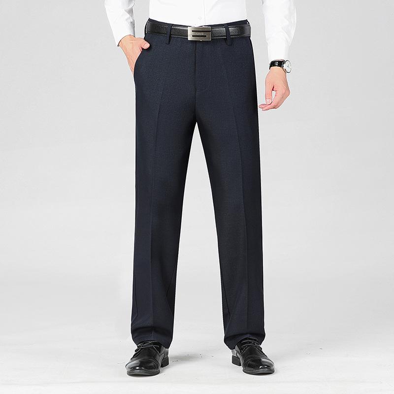 Men's Winter Fleece-Lined High-Waisted Straight-Leg Dress Pants - Loose Fit, Plus Size, Warm