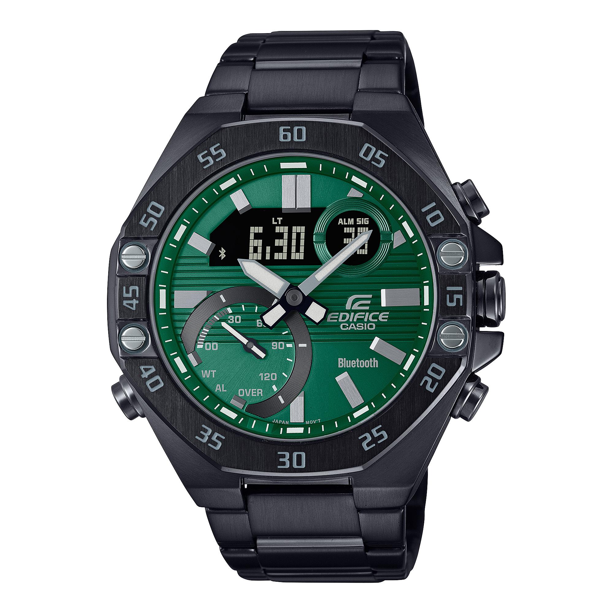 Casio Men s Stainless Steel 100M Water Resistant Quartz Watch ECB-10YDC-3A чёрный
