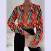 Autumn new product long-sleeved V-neck splicing shirt shirt women