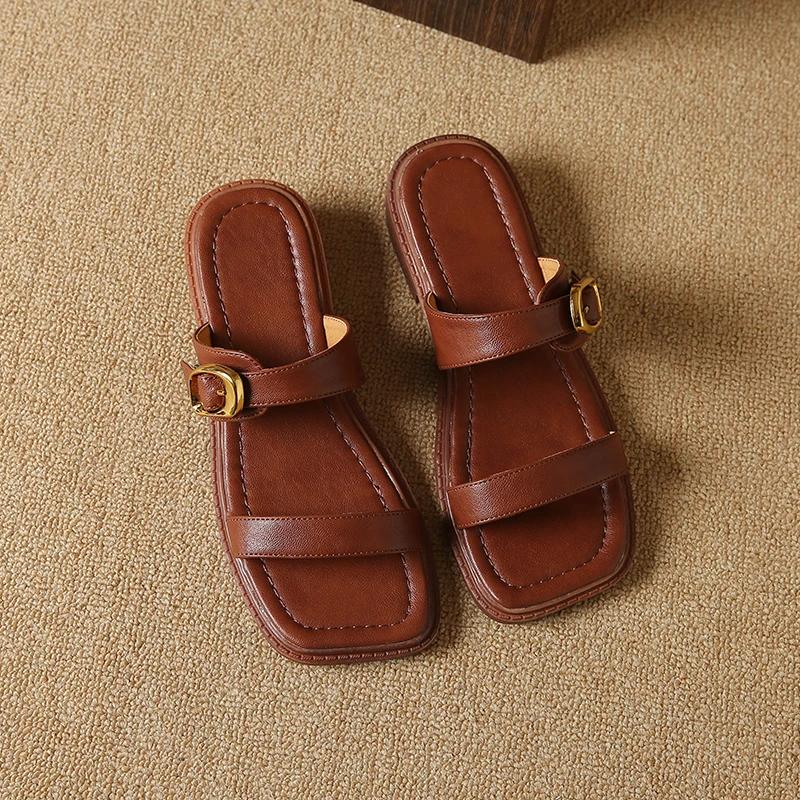 Fashion Women Slipper Woman Summer Flat Heel Roman Shoes Low Heels Sandals Footwear 2025 Women's Gladiator Open Toe Beach Ladies