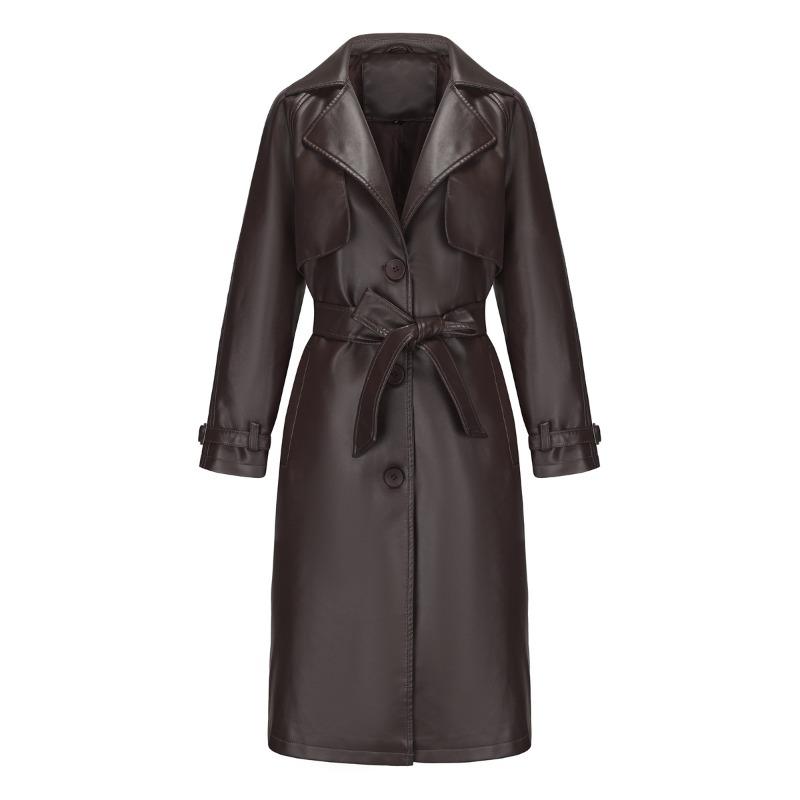 Trench coat da donna giacca lunga larga giacca di pelle da donna OVERSIZE giacca classica con bavero con cintura