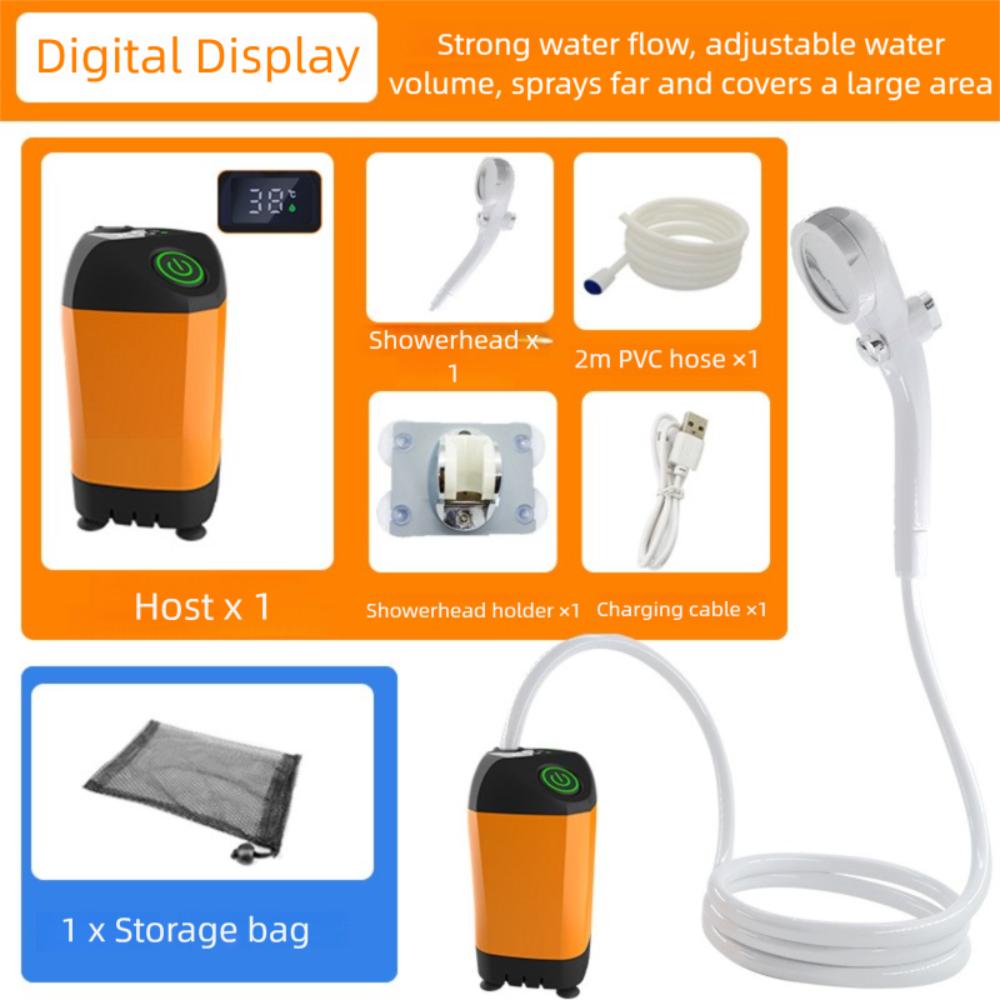 Temperature & Battery Digital Display Portable Camping Shower  Hiking Travel Beach