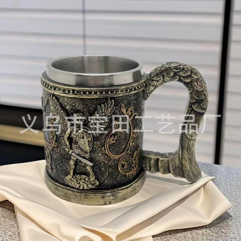 Canecas de cerveja Viking Nórdicas, canecas de café de aço inoxidável, ornamentos de casa vintage, adequados para decoração de bar