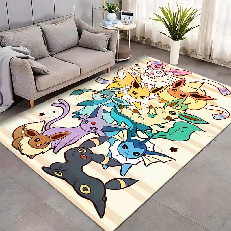 P0kem0n Klasické postavy Pikachu Eevee Potisk Velký koberec Ložnice Obývací pokoj Dětský pokoj Pohovka Rohožka Dětská podlahová dekorace Podložky