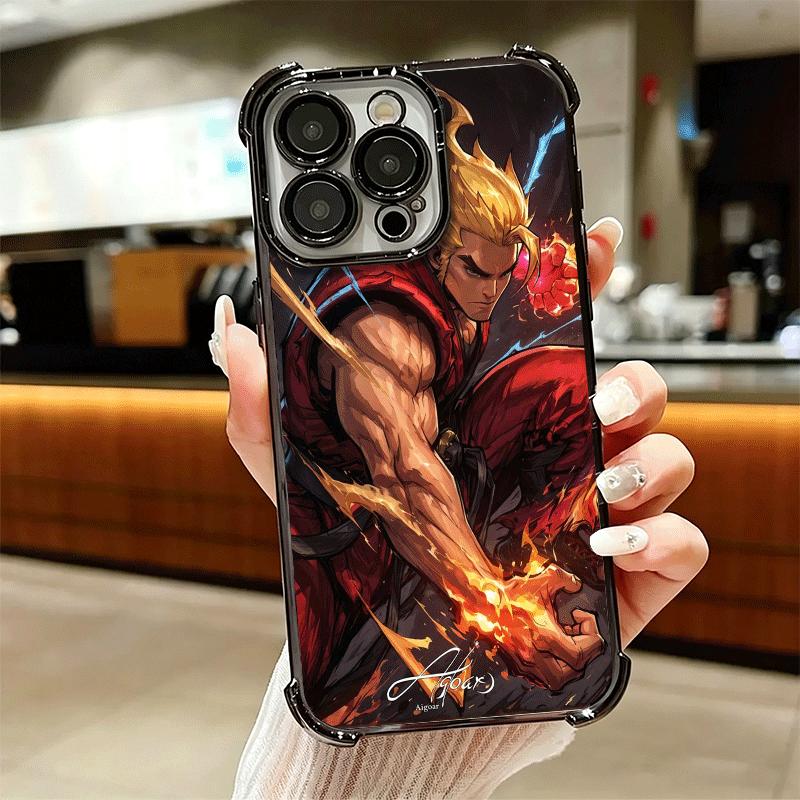 S-Street F-Fighters Soft Phone Case For iPhone 15 16 17 Air 14 Pro Max 16E Plus 13 12 Mini Plating Anti-Fall Fundas