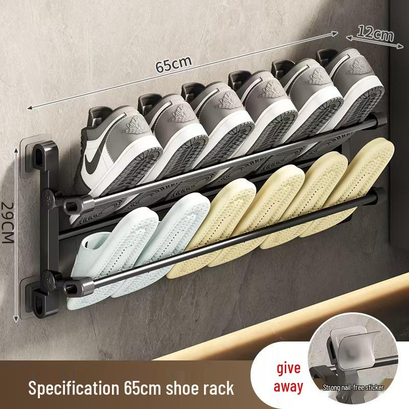 Wall-Mounted Punch-Free Slipper Rack for Doorway or Bathroom