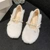 Xiaoxiangfeng Fluffy Shoes Women's Autumn and Winter New Soft Flat-bottomed Velvet Bean Shoes Warm Cotton Shoes