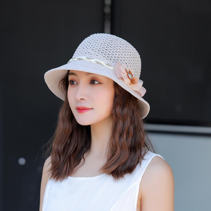 2025 Neue Sommer Einfarbige Floppy Atmungsaktive Strohhüte Für Damen Blumen-Accessoires Damen Sommer Strand Sonnenhüte