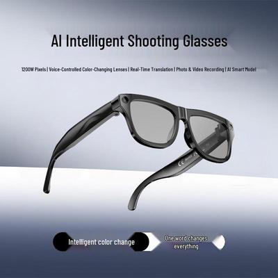 AI Smart Glasses with 1200W Pixels - Multifunctional Video & Photo, Translation, Voice Control, Color-Changing Technology