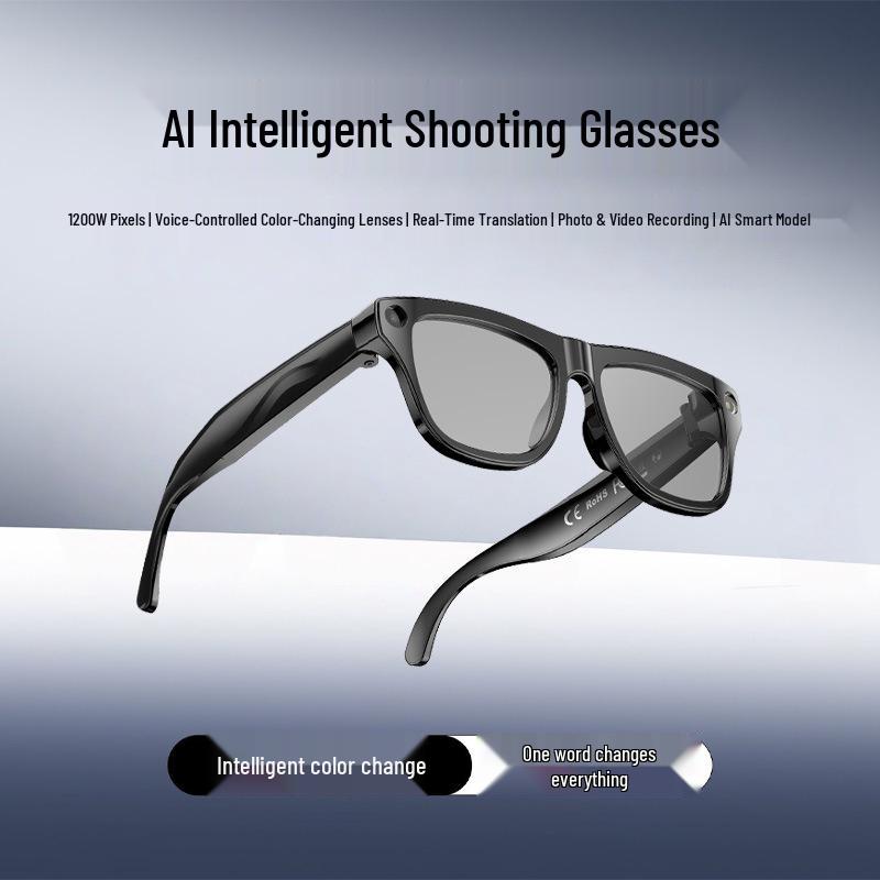 AI Multifunction Smart Glasses - 1200W Pixel Photography, Video, Translation, Voice Control & Color Change