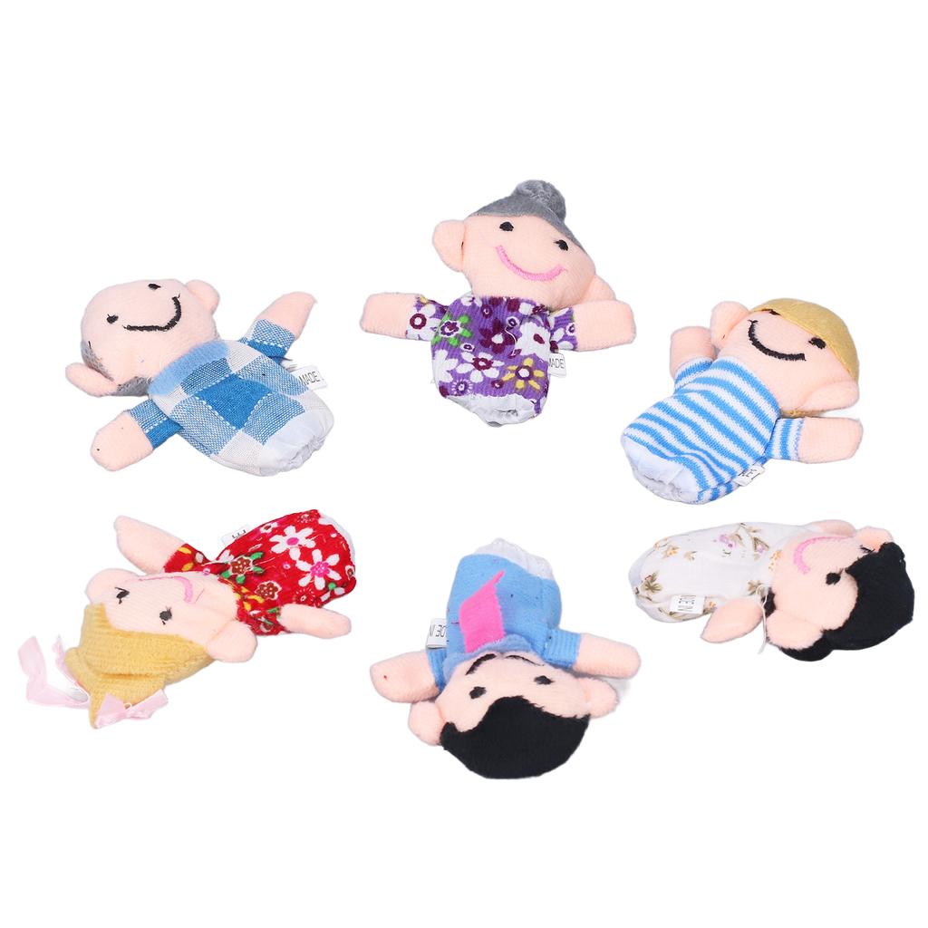 6pcs Finger Puppet Set Cute Family Plush Finger Puppet Doll Storytelling Props for Teacher Parents