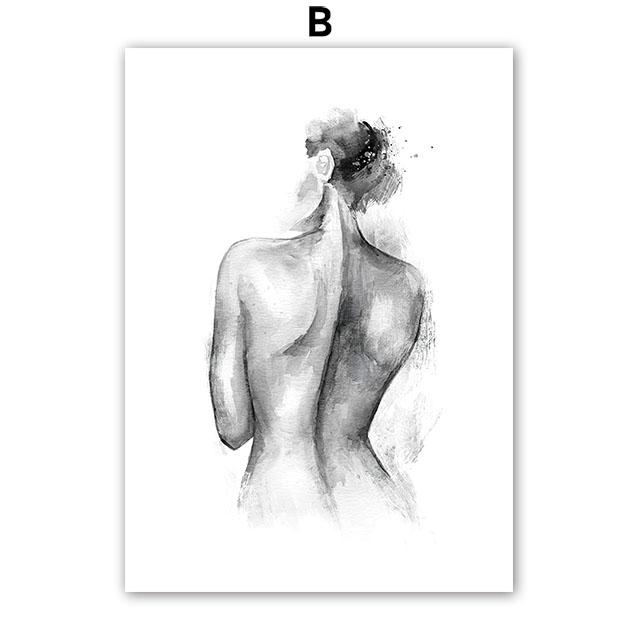 Abstrakt Flickkropp Ros Sakura Blomma Väggkonst Canvasmålning Nordiska Landskapsaffischer Och Tryck Bilder För Vardagsrumsinredning