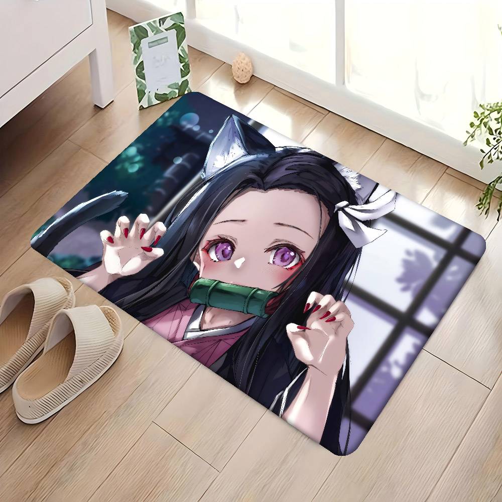 1PC Anime Charater Nezuko Door Mat Washable Non-Slip Living Room Sofa Chairs Area Mat Kitchen Doormat Area Rug