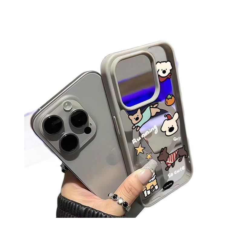 Black Frame Magnetic Suction Acrylic Cartoon Dog Clothing for Apple 17 Pro, 13 Pro Max, and 14