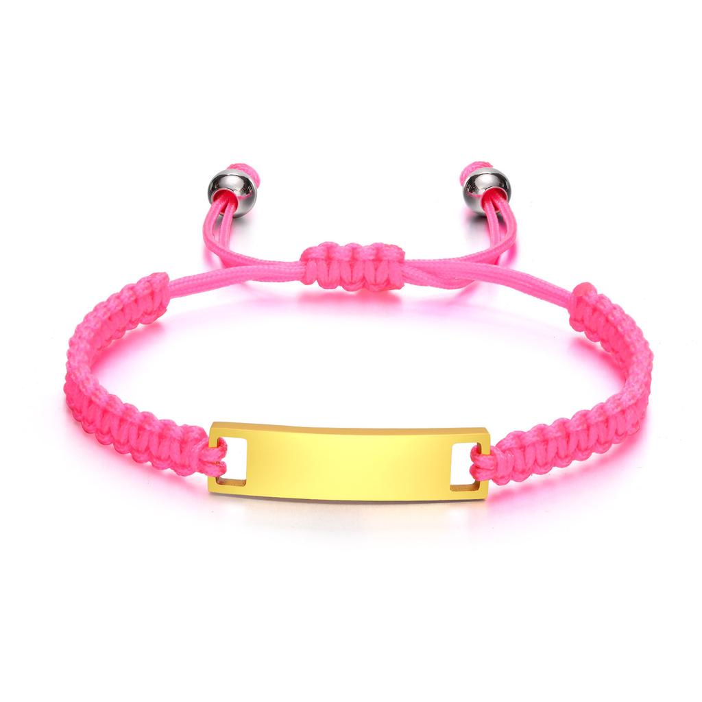 Brățară Personalizată cu Nume pentru Fată Băiat Copil, Brățară cu Șnur Împletit Reglabil și Plăcuță ID Personalizată, Gravură Cadou de Ziua de Naștere Crăciun