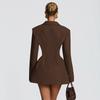 Women European Style Solid Color Casual Slim Fit Long Sleeve Blazer Mini Dress