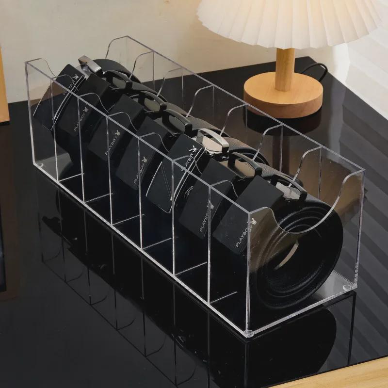 Acrylic Multi-Grid Belt Storage and Display Box