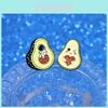 Adorable Cartoon Avocado Series Green Badge Cute Cat Astronaut Heart Shaped Metal Brooch