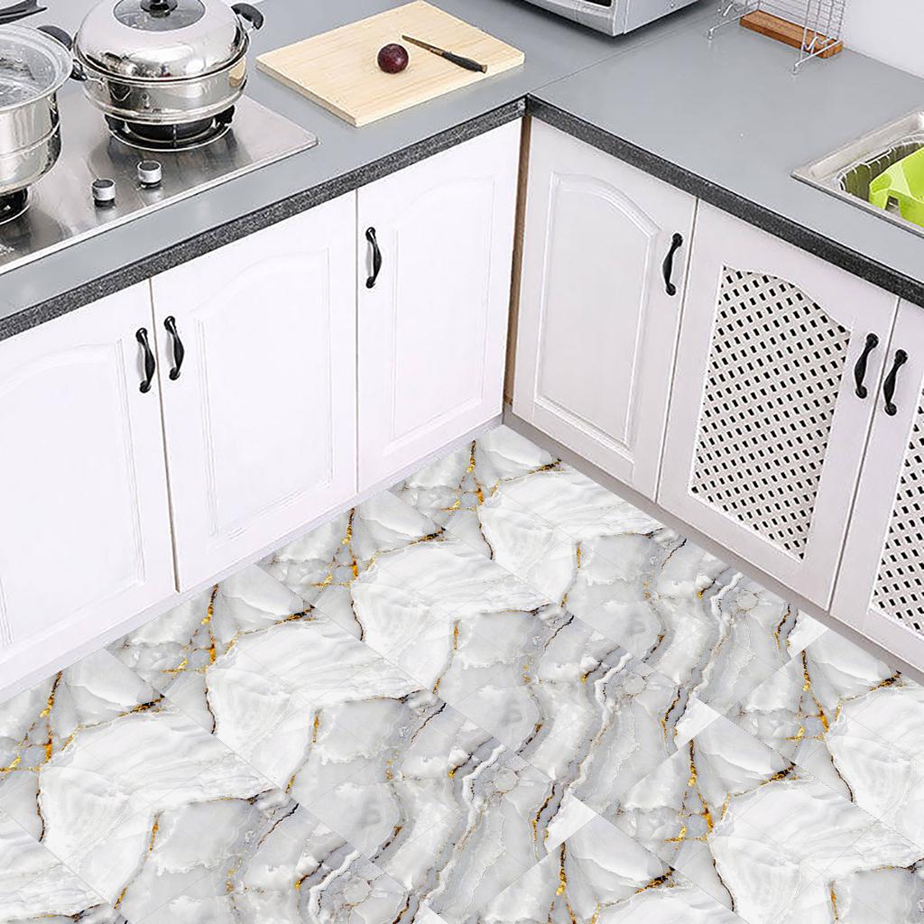 10 Stück/Set Marmorimitat PVC-Keramikfliesen zur Fleckenvorbeugung Aufgearbeitetes selbstklebendes Papier für die Heimdekoration Dekorative Folien Wandaufkleber