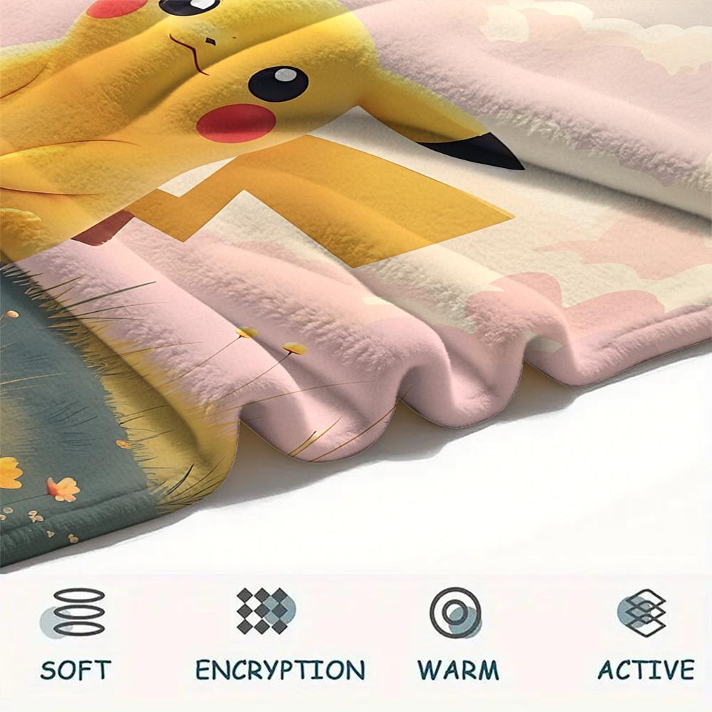 Sky Pikachu  Print Flannel Blanket, High quality Comfortable for All Seasons, Home Decor, Warmth and Comfort